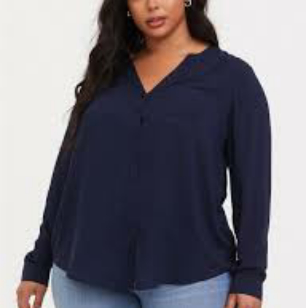 Torrid Harper Challis Pullover Long Sleeve Tunic. Navy. 3X
